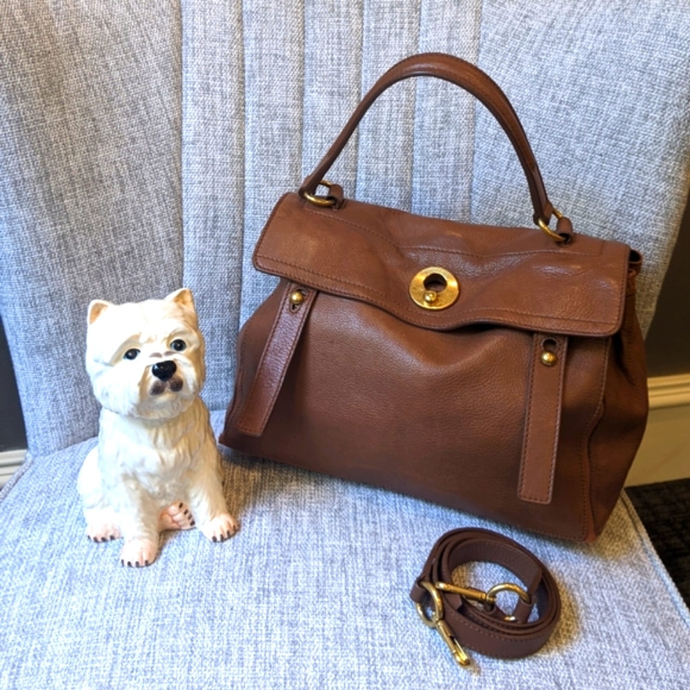 Yves Saint Laurent Elegant Brown Leather Handbag